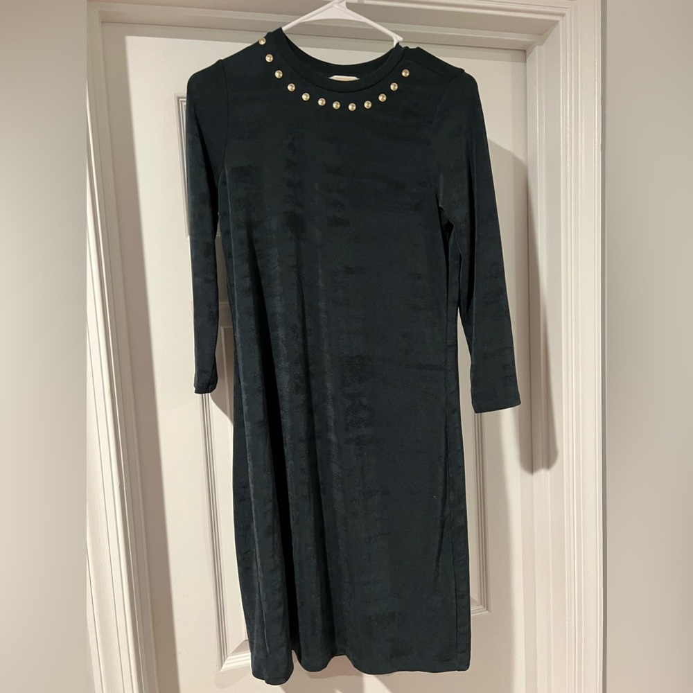 Michael Kors dark green slinky dress with grommets